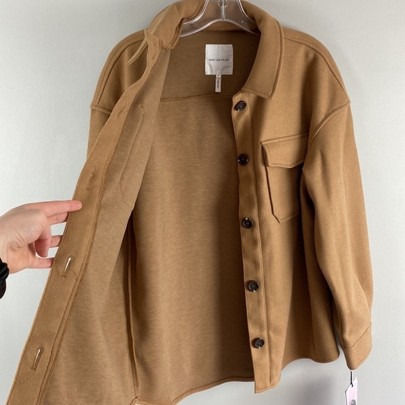 NWT Avec Les Filles Button Down Tan Shacket Size Medium - Picture 6 of 16